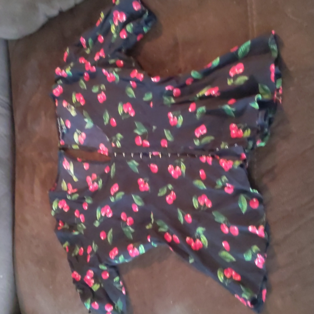 Retro peplum cherry top